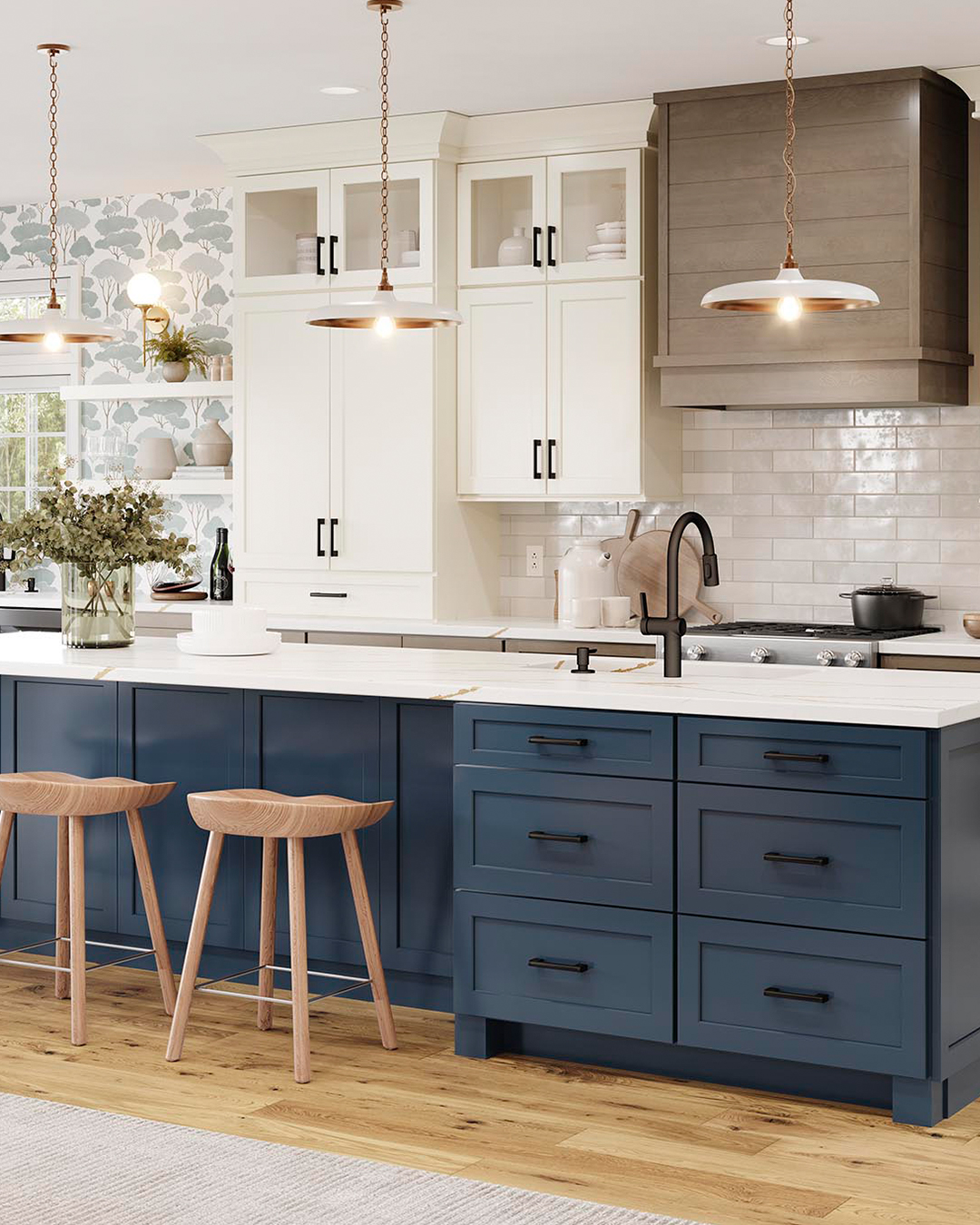 Sydney Painted Vanilla, Painted Navy & Maple Latte