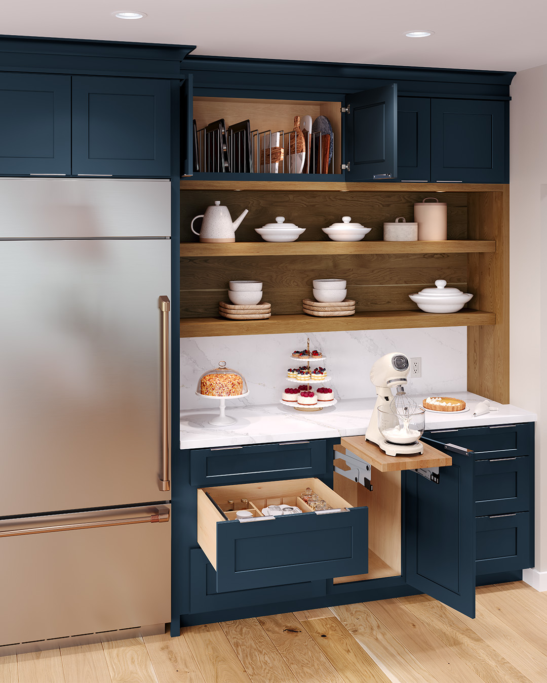 Painted Navy bar cabinets