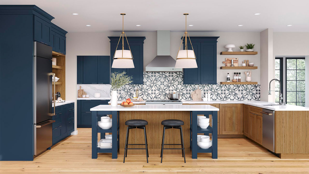 Mission in Painted Navy and Cherry Amber