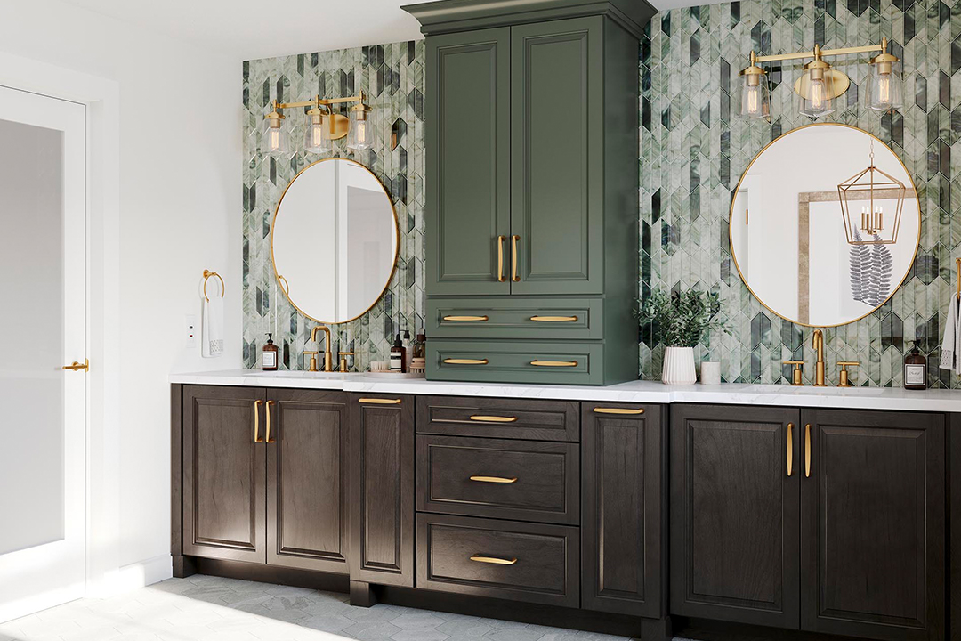 Stemson painted sage and maple slate bathroom