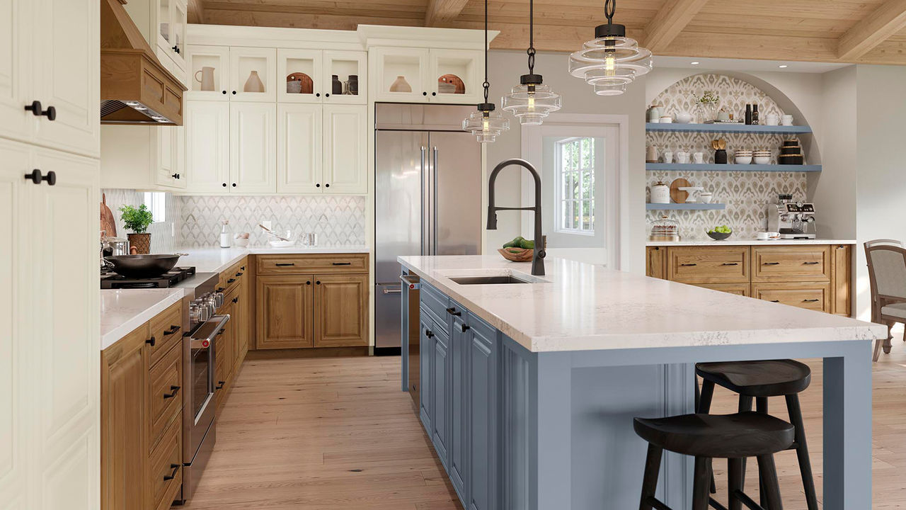 McKinley in Cherry Amber, Painted Mist and Painted Vanilla