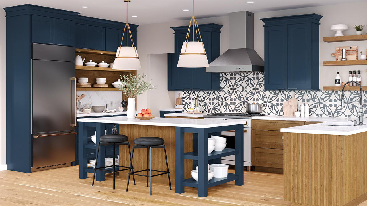 Mission in Cherry Amber and Painted Navy