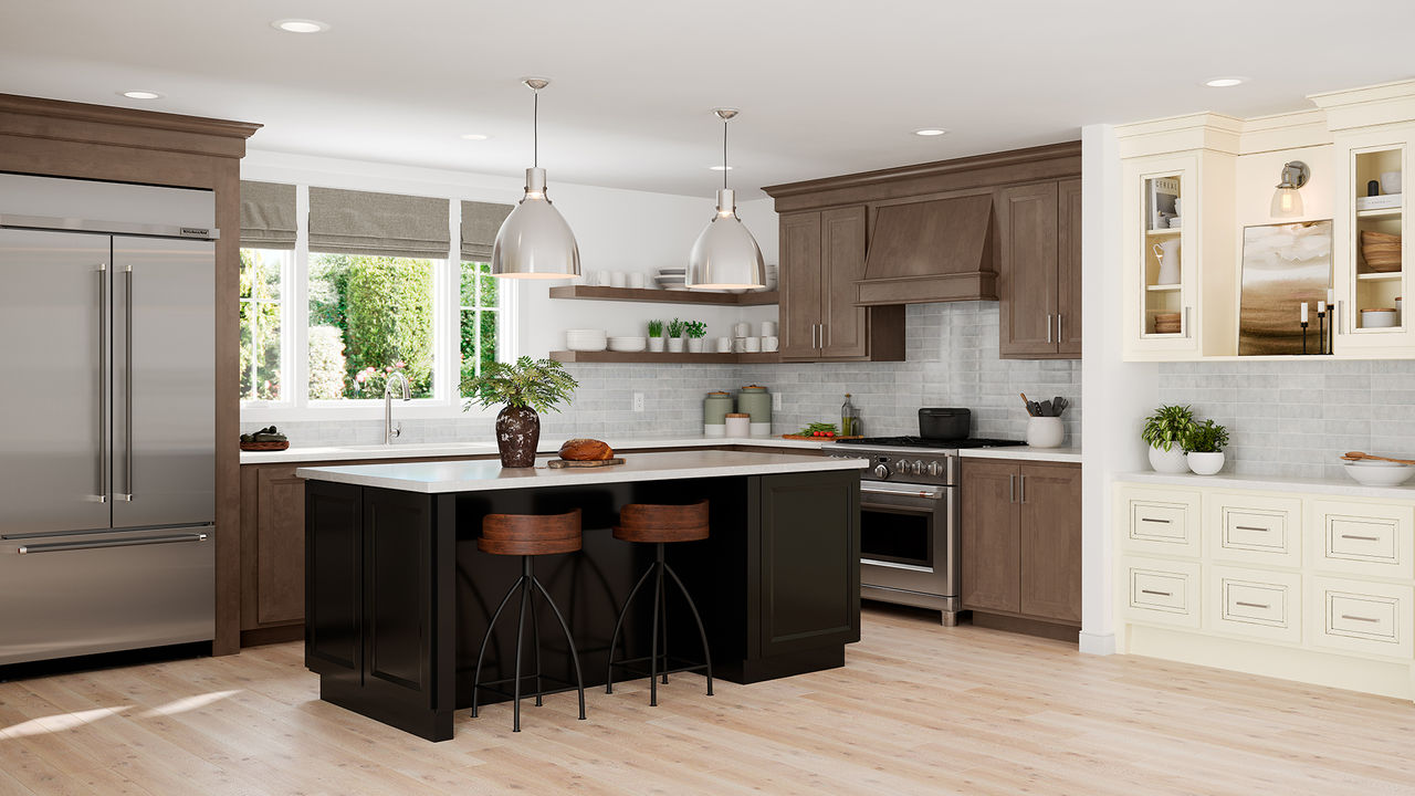 Warren in Painted Biscotti Glaze, Painted Black and Maple Latte