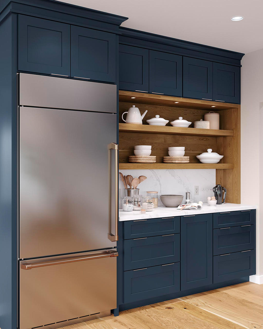 Mission in Painted Navy & Cherry Amber