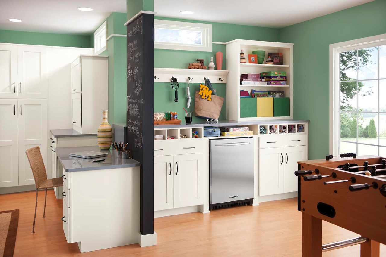 Rec room with storage