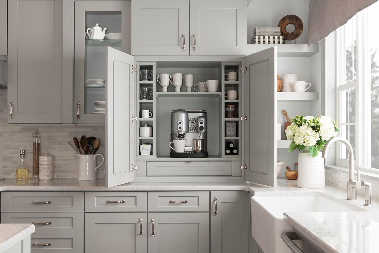 Kitchen with a built-in coffee bar